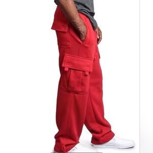 Men's Red Cargo Sweatpants - Casual Comfort